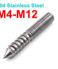 304 Stainless Double End Self Tapping Hanger Bolts For Woodworking M4 To M12 Range Easy Start Point product image