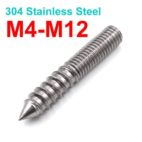 304 Stainless Double End Self Tapping Hanger Bolts For Woodworking M4 To M12 Range Easy Start Point product image