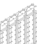 Side view of Alternate Space Cable Runway 6 In W X 1.5 In H X 8.73 Ft L Black Cable Management Channel on server racks