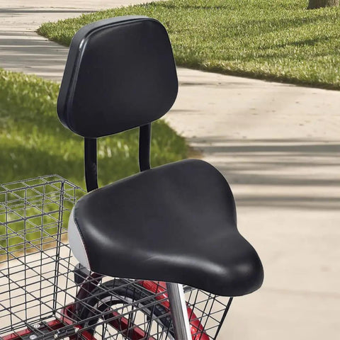 Backrest Comfort Bike Saddle For Exercise Bike And E Bike With Lumbar Support Great For Stationary Bikes Beach Cruisers Mountain Bikes And Adult Trikes Fits Seven Eighths Inch Seat Posts Ten By Eleven Inches black vinyl saddle with backrest