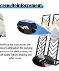 Screw reinforcement detail on Top Shelf Heavy Duty Tile Sample Display Rack With Rock Solid Iron Frame For Marble Slab Floor Board Templates Large Gold Finish Built Tough Job Site Ready Rack.