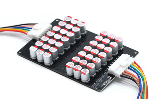 High Output 5A Active Battery Equalizer Balance Board For 10S To 14S Series Cells, showing capacitor layout and wiring.
