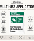 Eye Wash First Aid Sign Aluminum 12x8 Inches For Worksite Safety Notice With Green And White Design, Bold Black Text