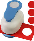 1 Inch Circle Hole Punch Lever Tool For Crafting And Scrapbooking cutting red paper with circular cutouts visible