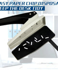 Two Pack Handheld ID Card Slot Punch Kit with easy grip metal hole puncher shown open with paper chip disposal feature