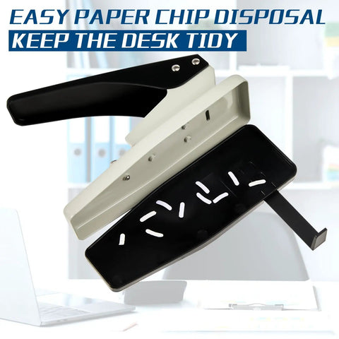 Two Pack Handheld ID Card Slot Punch Kit with easy grip metal hole puncher shown open with paper chip disposal feature