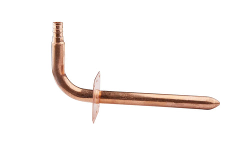 Pack Of 10 PEX Copper Stub Out Elbows With Wall Flange, 1/2 Inch Nominal, 8 Inch Length, Crimp Connection, Lead Free Copper