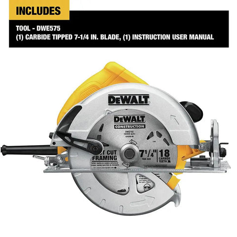 Super Light 15 Amp Corded 7-1/4 Inch Circular Saw With Sweet 53 Degree Bevel Stops And Deep 2 9/16 Inch Cut built tough with carbide tipped blade.