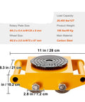 Heavy Duty Machinery Moving Skates Workhorse And 12 Ton Industrial Equipment Dollies with 26,455 lbs capacity, carbon steel.