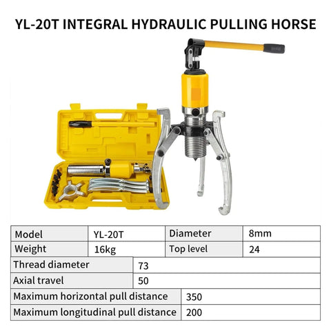 Premium Steel Heavy Duty Hydraulic Gear Puller Featuring Adjustable Two Or Three Jaw Kits For No Sweat Bearing Extraction And Street Ready Garage Repair Work in yellow case
