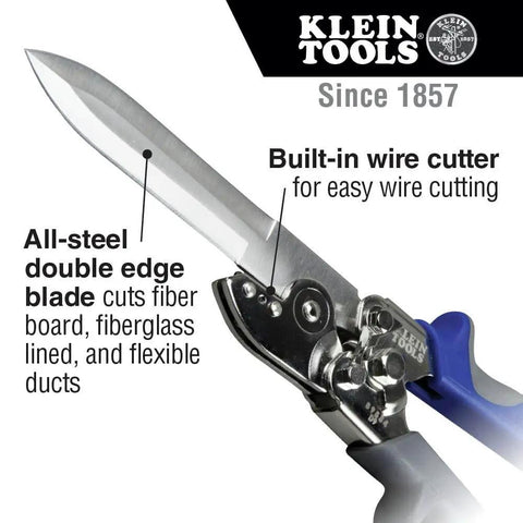 Heavy Duty HVAC Cutter Tool With Built In Wire Cutter All Steel Double Edge Blades For Fiber Board Fiberglass And Flexible Ducts