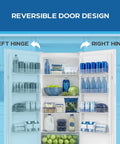 Interior view of 21 Cu Ft Frost Free Convertible Upright Freezer With Turbo Freeze And MaxxSpace Insulation showing reversible door design.