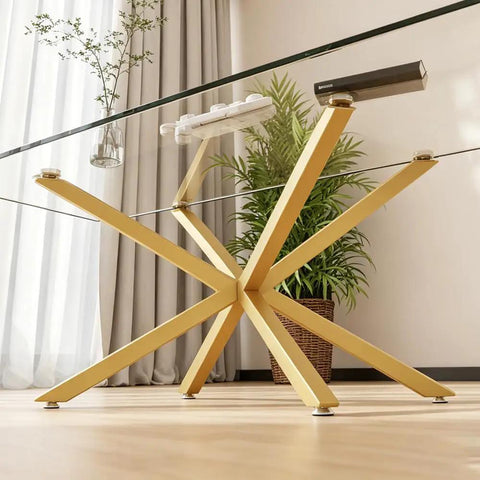 Heavy Duty 30 Inch Gold Metal Table Legs For Dining Tables With No Drill Suction Cup Mount For Glass And Marble Tops And Screw On Wood Top Install Durable Modern Gold Base For Every Home