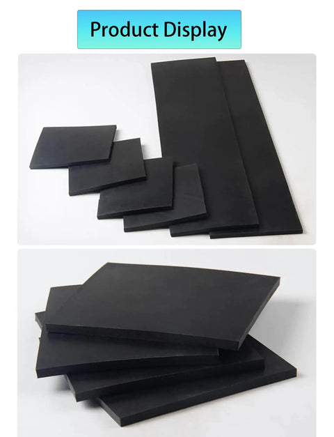 Heavy Duty Black Rubber Anti Vibration Mat For Machinery Oil Proof Shop Grade Shock Absorber Pad in various sizes, stacked display.