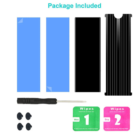 Package included for Double Sided M.2 NVMe Heatsink for 2280 SSDs Aluminum Cooler With Thermal Silicone Pad Fits PS5 and Desktop PC PCIe NVMe M.2 Drive Cooling Solution for Snappy Load Times Black