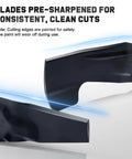 Image of pre-sharpened mulching blades for Honda HRR216 mower, showing cutting edges labeled 72511 VL0 S00 and 72531 VH7 000 for clean cuts.