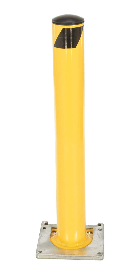 Heavy Duty Steel Safety Bollard 36 Inch Height 4.5 Inch Diameter Surface Mounted Removable Pipe Guard in bright yellow finish
