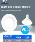12 Pack 6 Inch Retrofit LED Recessed Lighting Dimmable 12.5W to 100W Daylight 5000K 950 Lumen High Brightness Can Lights