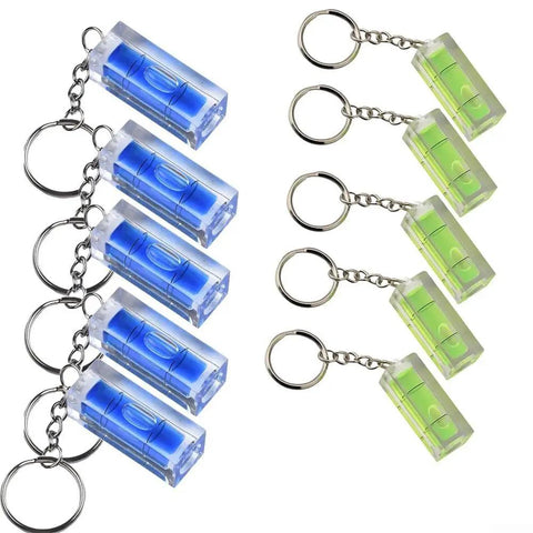 Green and Blue for acrylic Square for spirit Level Bubble Inclinometer with keychain, 40mm x 15mm, compact design.