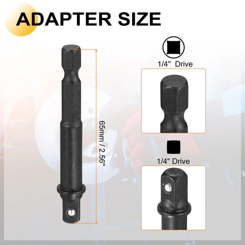 Premium Heavy Duty Deep Impact Socket 7mm With 1/4 Inch Drive, Long Reach CR-V Steel For Tough Mechanics And Auto Repair Gear, 65mm adapter