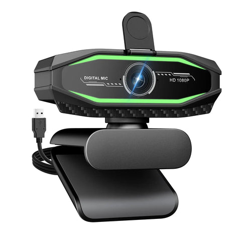 1080P HD USB Webcam With Microphone For PC And Laptop, plug and play streaming camera with privacy LED and RGB status light