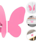 Butterfly Pink Cabinet Handles For Drawers And Cabinets, Vintage Style Furniture Hardware, Dresser Pulls Set, 1 Pair, Cute Pink Metal Knobs For Bedroom And Bathroom installed on white cabinet and drawer.
