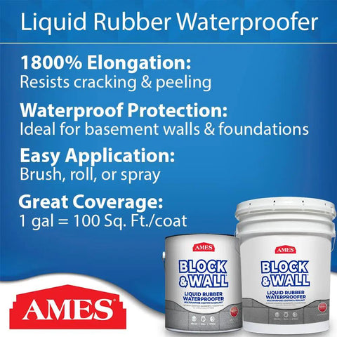 Heavy Duty Elastomeric Liquid Rubber Coating For Block And Wall Waterproofing 5 Gallon White Pro Grade Durable Sealant