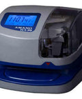 Straight Up Foolproof Electronic Time Recorder With Automatic Time And Date Stamp For Office Staff Attendance Ready To Roll Built Tough No Nonsense Workforce Tracking Essential, front view, blue and gray design.