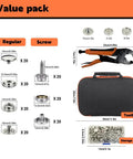 Heavy Duty Snap Fastener Tool Kit Pro Grade With 40 Sets Of 15mm Snaps For Boat Covers Canvas Tarps And Sewing Repairs Includes Magnetic Punch Cover Plate Fabric Base And 3 Replaceable Grinding Tools For Fast Durable Installations shown with dies and storage case.