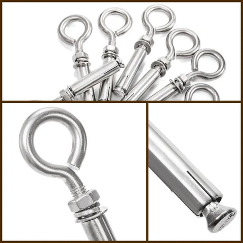 20 Pack M8 By 105mm Expansion Eyebolts In 304 Stainless Steel, heavy duty wall and ceiling anchors for concrete and masonry