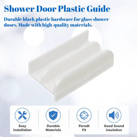 Sliding Shower Door Bottom Guide Rail With Screws For 7/16 Inch Glass, Durable Plastic Track Kit, white guide shown