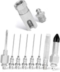 Nine Piece Grease Gun Needle Nozzle Kit With Slotted Fittings, Rubber Nipples And Stainless Steel Injector Needles, Bearing Lubrication Dispenser Tools