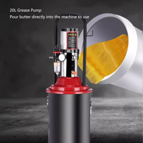No Sweat Heavy Duty Grease Pump With 75 To 1 Pressure Ratio And 5 Gallon Wheeled Tank, featuring a sturdy design for fast lubricant application.