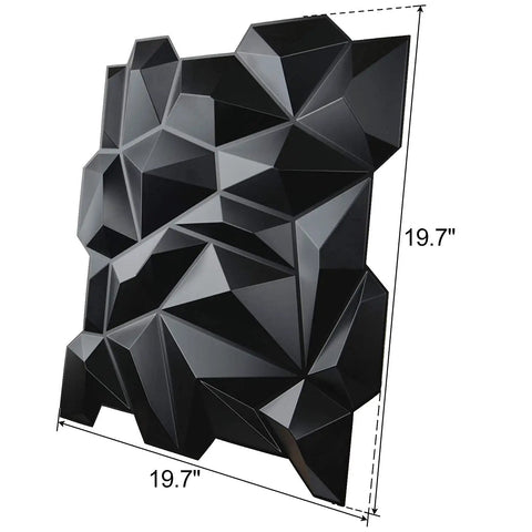 3D view of 12 Pack 3D Diamond Wall Panels Matte Black PVC Cladding For Indoor Walls, Waterproof And Fire Resistant