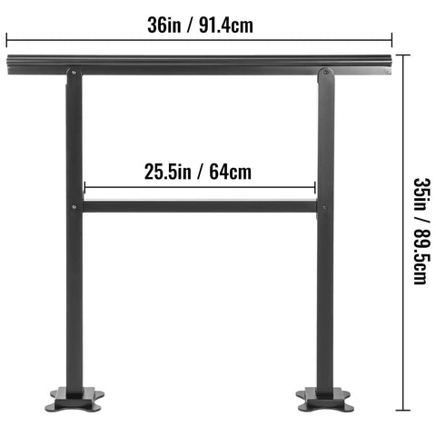 Heavy Duty Aluminum Outdoor Stair Handrail Rock Solid Deck Railing Adjustable Angles dimensions 36in x 25.5in x 35in
