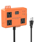 3 Outlet Refrigerator Surge Protector with Time Delay and 3000J Voltage Protection for Home Appliances featuring three plugs and power cord