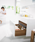 Top Shelf Heavy Duty Drawer Slides Built Tough For Daily Grind Featuring 27 Inch Full Extension Undermount Soft Close Hardware Withstands 170 Pounds Of Constant Use And Delivers Zero Sagging Ultra Smooth Gliding Action in a modern bathroom cabinet.
