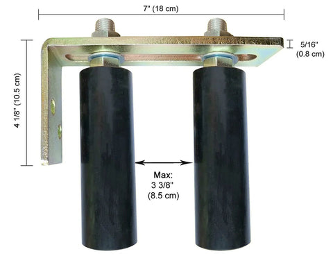 Universal Heavy Duty Slide Gate Guide Roller 6 Inch Black Rear Post Bracket With Adjustable Dual Nylon Rollers