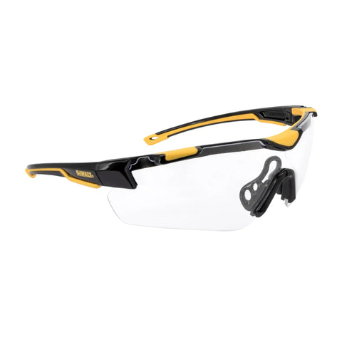 Trim-Fit Half Frame Safety Eyewear For Unisex Outdoor Work And Play, Black Frame With Clear Lenses, Anti-Slip Nose Pad, Side View