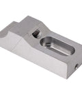 Solid Side Clamp Vise Set With Low Profile M8 Arc Jaws Made From Tough S136H Mold Steel For Milling CNC Machines And Precision Workholding On Tiny Jobs Where Big Vises Won't Fit showing M8 arc jaw from side