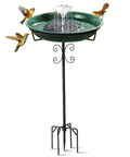 Sun Powered Metal Bird Bath With Fountains For Hummingbirds Stable 5 Prong Base Stake Outdoor Lawn Patio Garden Decor No Wiring Or Batteries Solar Fountain Starts In Seconds In Direct Sunlight Adds Charm And Attracts Wildlife To Your Yard Lit, features birds next to water