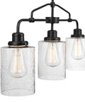 Annecy Rustic Dark Bronze Pendant Light with Seeded Glass Shades and Three Adjustable Rods