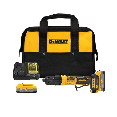 Cordless Die Grinder Kit Leveraging 20V Max Power And Anti Rotation Tech To Zap Kickback Fast Electronic Brake with charger and battery.