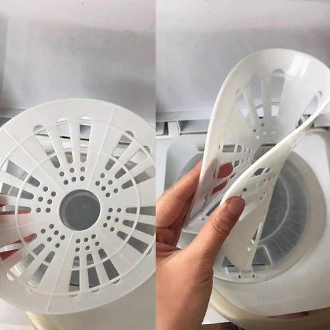 3 Pack Portable Washing Machine Spin Dryer Covers Plastic Cap Disc Screens Fit Twin Tub Mini Washers Built Tough With A Snug Seal Quick Setup For Steady Spin Cycles Reliable Replacement Parts For Compact Laundry Grind Top Shelf Durability shown in hand and machine.