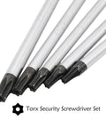 Built Dang Tough T15 T20 T25 T27 T30 Security Torx Screwdriver Set With Magnetic Star Bits For Laptop Repair Auto Jobs And Household Tasks Hella Durable Chrome Vanadium Steel Five Piece Pack, showcasing five magnetic star tips.