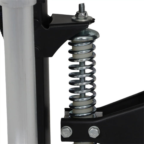 Close-up of spring mechanism on Adjustable Drywall Stilts 15 To 23 Inch Aluminum Tool Stilts With Rubber Soles For Safe Painting Or Cleaning
