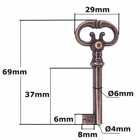 Old School Vintage Style Open Barrel Skeleton Key For Furniture And Cabinet Locks Antique 70mm Length Brown Color One Key Easy Turn