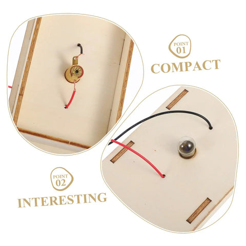 Close-up of compact parts in the All-In-One Electrical Circuit Kit For Kids with safe materials for physics experiments.