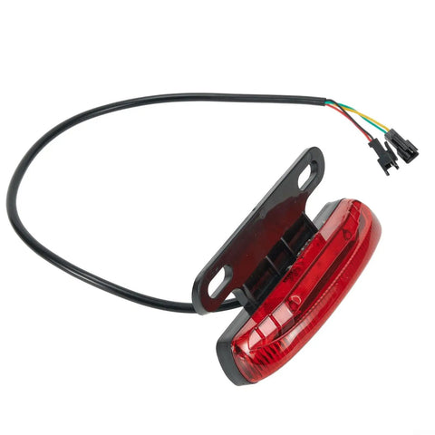 Slick E Bike Tail Light With Smart Brake Sensor For 36V To 48V Systems Ensures Your Night Rides Are Super Safe And Totally Lit For All The Commuters In Town. red ABS e bike tail light with wiring harness and bracket