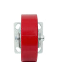 Six Inch Kingpinless Polyurethane Swivel Caster With Reinforced Steel Core 1500 Pound Heavy Duty Rating side view with red wheel.